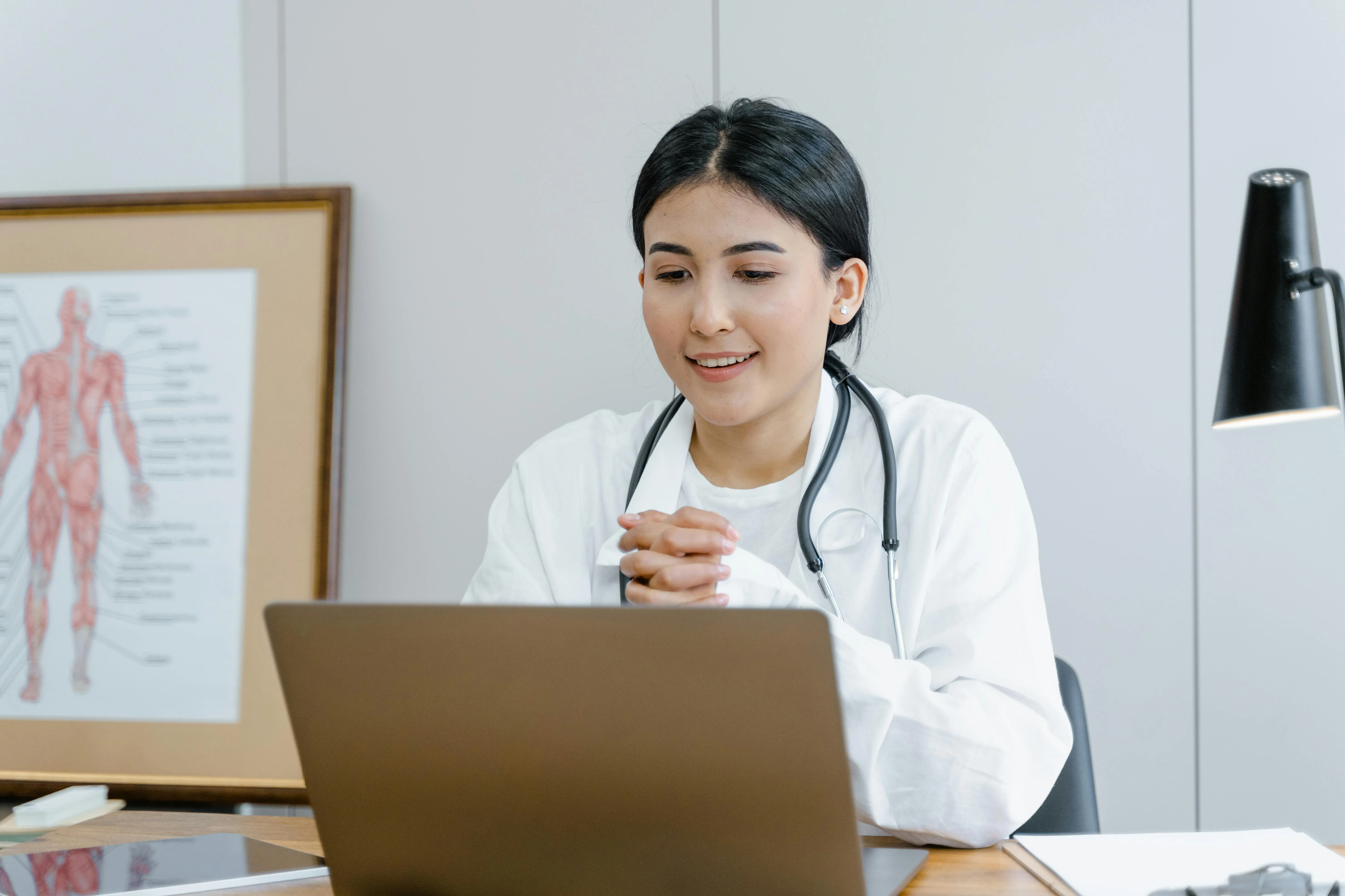 A clinician meeting a patient on a telehealth video visit